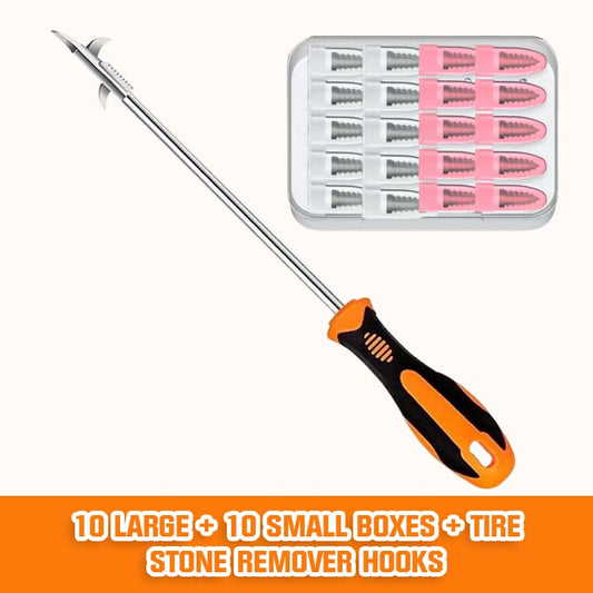🚗 The Road Guardian: Tire Emergency Repair Kit (Stone Removal Hook + Tire Repair Plugs)