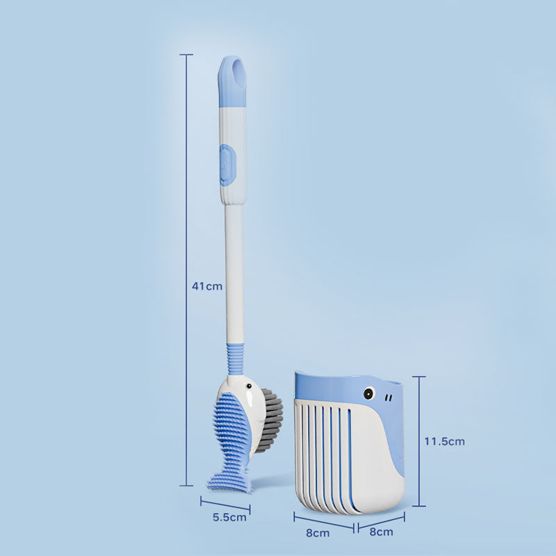 Wall-Mounted Suction Cup Toilet Cleaning Brush Set