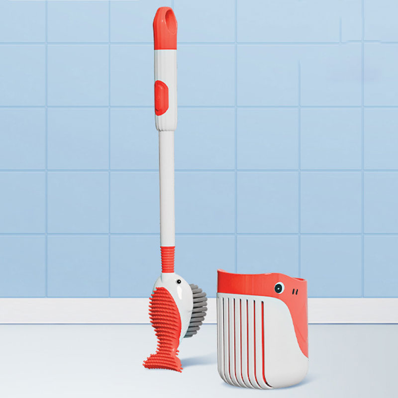 Wall-Mounted Suction Cup Toilet Cleaning Brush Set