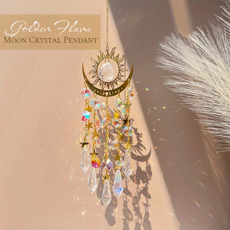 ✨ Golden Flame Moon Crystal Pendant – Your sparkling companion!