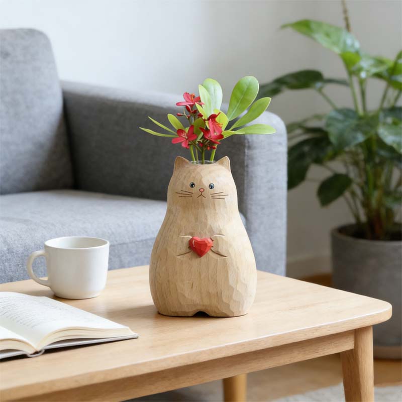 🐱Chonky Cat Vase with Heart❤️