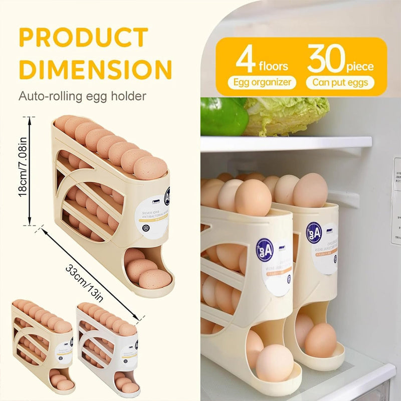 Rolling Egg Organiser – Space-Saving Fridge Storage (30 Eggs) 🥚✨