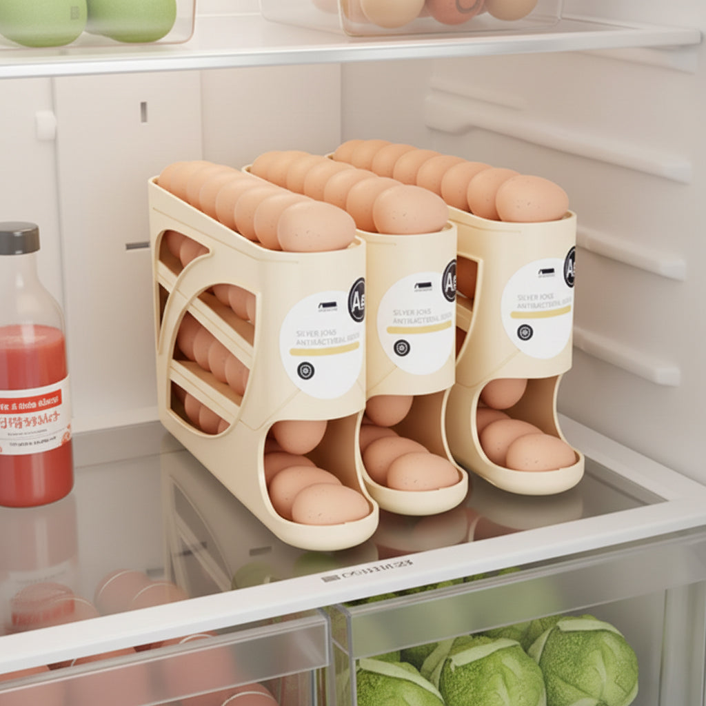 Rolling Egg Organiser – Space-Saving Fridge Storage (30 Eggs) 🥚✨