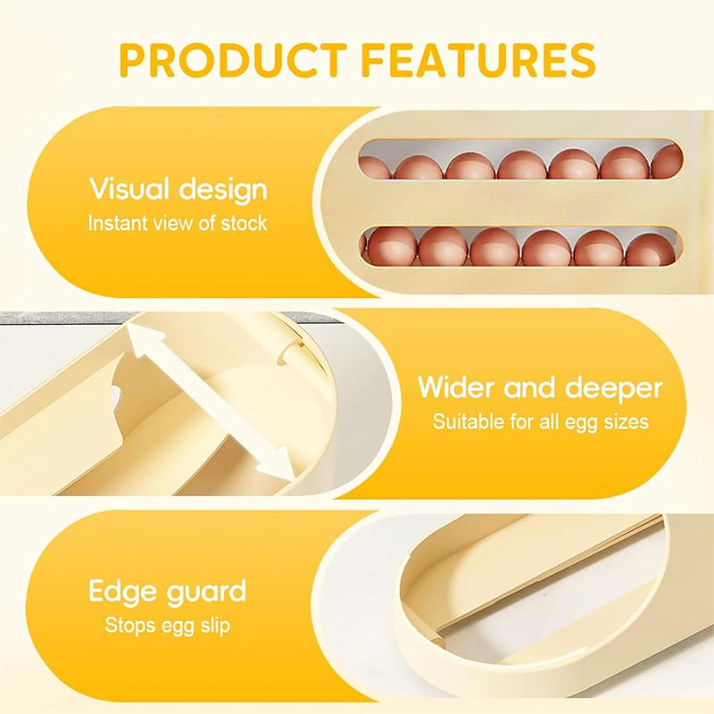 Rolling Egg Organiser – Space-Saving Fridge Storage (30 Eggs) 🥚✨