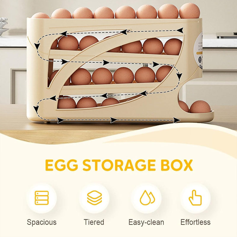 Rolling Egg Organiser – Space-Saving Fridge Storage (30 Eggs) 🥚✨